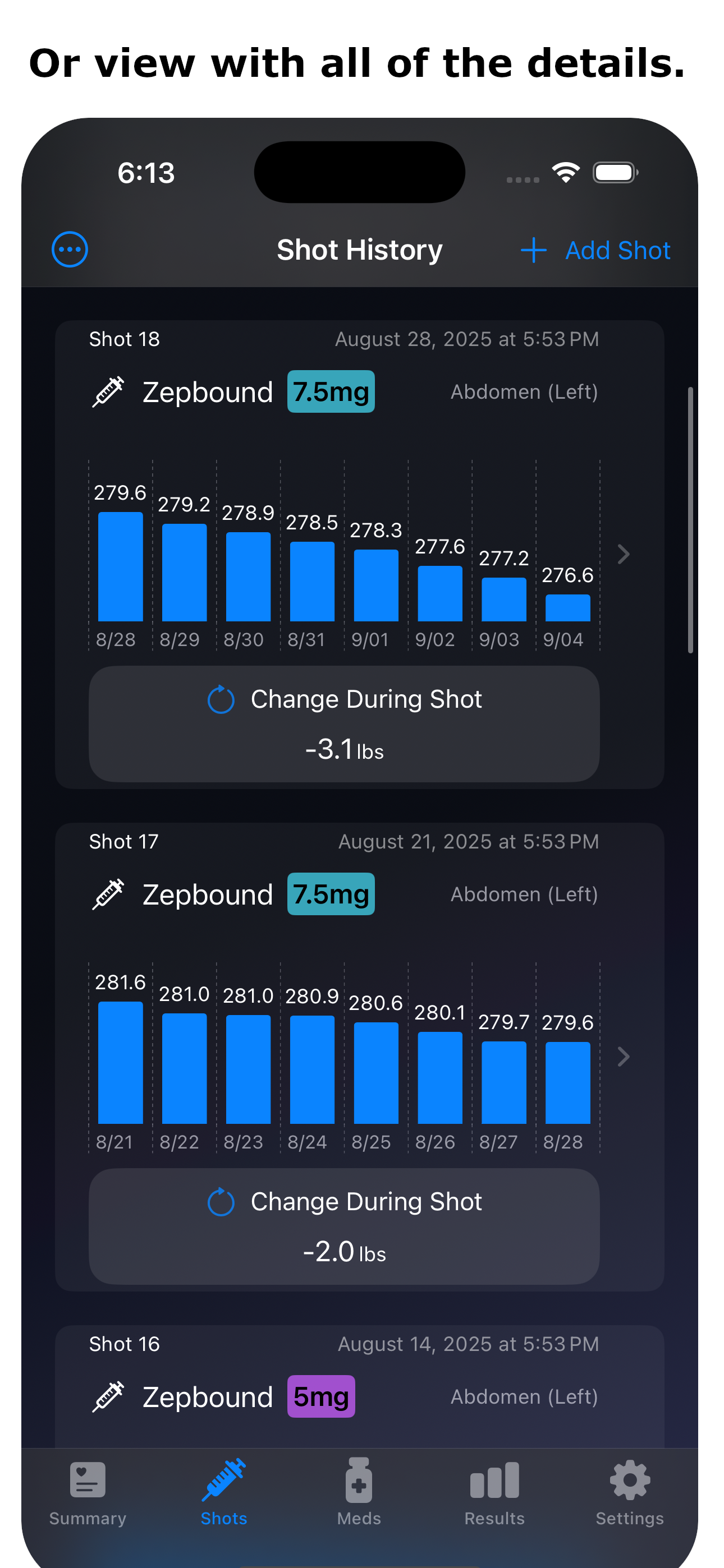 GLP Track App Screen 2